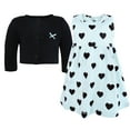 thumbnail image 3 of Hudson Baby Infant and Toddler Girls Cotton Dress and Cardigan Set, Mint Black Heart, 4T, 3 of 5