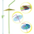 Umbrella Drinking Straws Bulk Pack of 220 Assorted Color Bendable