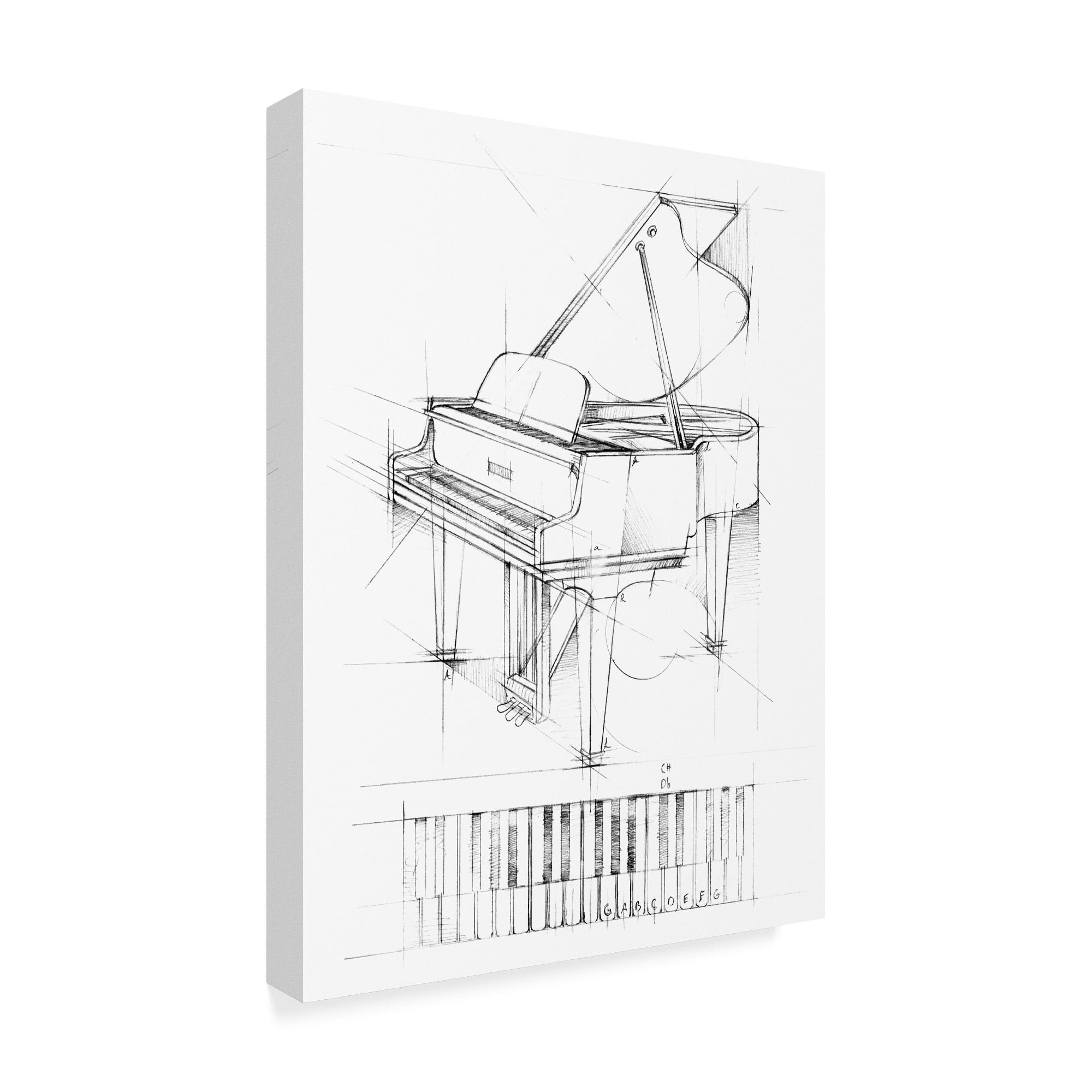 Trademark Fine Art 'Piano Sketch' Canvas Art by Ethan Harper