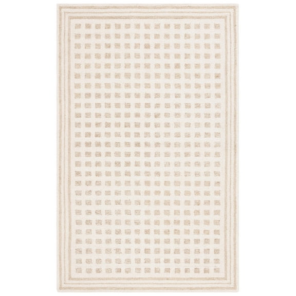 SAFAVIEH Ebony Bernadine Plaid Area Rug, Ivory/Beige, 4' x 6'