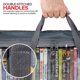 thumbnail image 5 of Bolsas organizadoras para DVD (juego de 4) para almacenar DVD, CD, discos Blu-ray, cajas de películas, VHS y videojuegos. Soportes de plástico transparente con asas y cierre de cremallera, color gris., 5 of 7