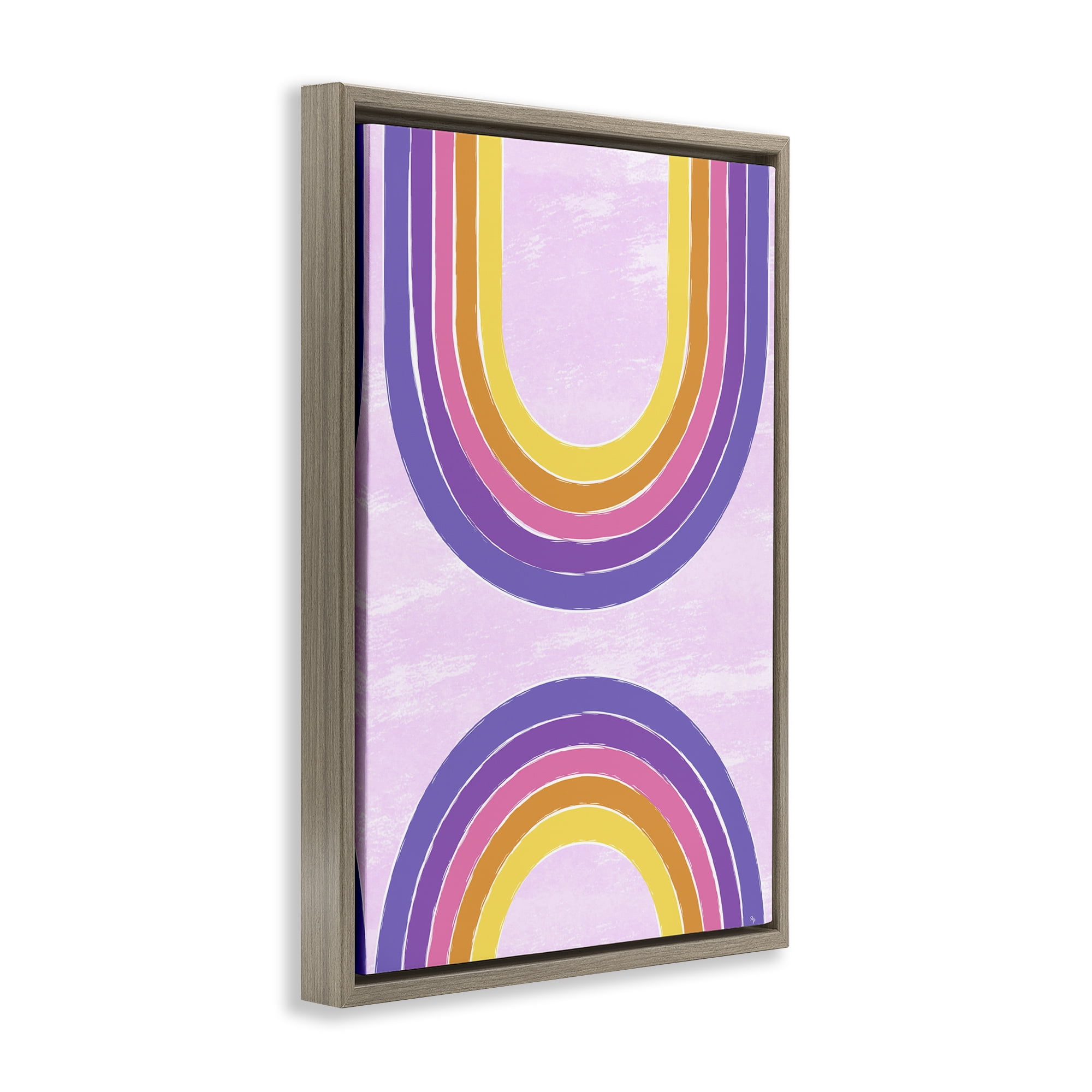 Stupell Industries Purple Rainbow Arches Landscape Painting Brown Floater Framed Art Print Wall Art, 21 x 31