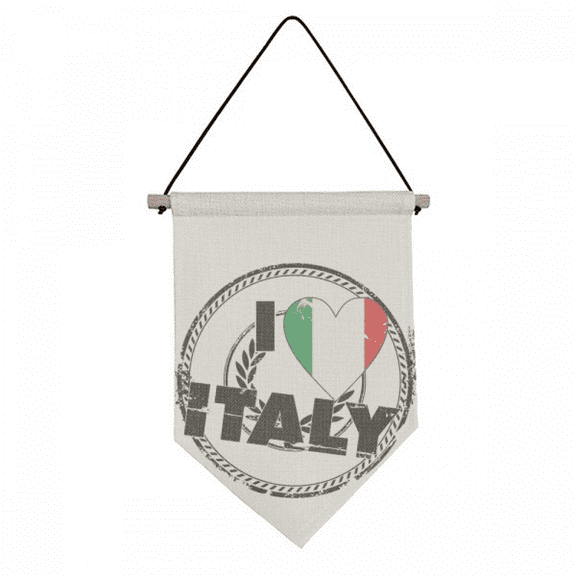 I Love Italy Word Flag Love Heart Pattern Canvas Flag Hanging Wall Art Decor Banner