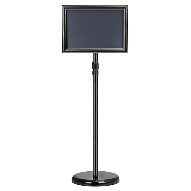 Unique Bargains Adjustable Poster Sign Stand Sign Holder Stands with Base A4 Frame Floor Standing Straight Corner, Black