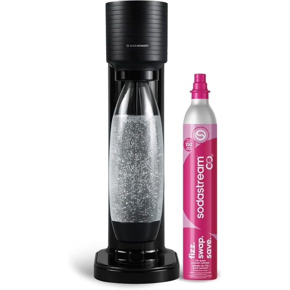 Gaia Sparkling Water Maker Kit, Black - Manual Carbonation, Quick Connect CO2