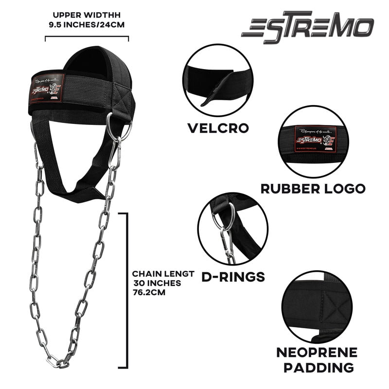 Estremo Fitness Neck Harness ,Adjustable Neck Straps–Weight Lifting Neck Exerciser Equipment
