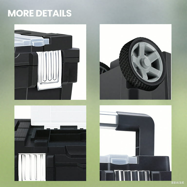 AIRAJ 2-Piece Tool Box Set with 21in Rolling Trolley & 18in