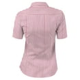 thumbnail image 3 of DOUBLJU Women's Slim Fit Plain Classic Short Sleeve Button Down Collar Shirt Blouse, 3 of 5