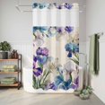 thumbnail image 6 of No Hook Shower Curtain, Blue Purple Flowers Shower Curtains for Bathroom with See Through Top Window, Spring Seasonal Botanical Florals Waterproof & Washable Bath Curtain Narrow 54"x78", 6 of 9