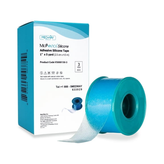Medvance Soft Silicone Tape with Perforation for Easy Cut Size - 1" Width (3 Pack, 5 Yards)
