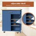 thumbnail image 5 of XgoodX  26" Kitchen Island on Wheels with Storage Cabinet Kitchen Cart Cabinet with Shelves, Cart Handle for Towel Rack or Free Mobility, Portable Islands,Blue, 5 of 9