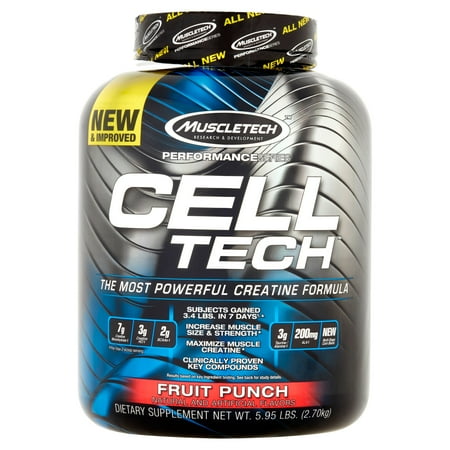 MuscleTech Cell Performance Series Tech Hardgainer Créatine Formule Fruit Punch Complément alimentaire en poudre, 5,95 lbs