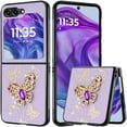 thumbnail image 2 of XPM for Motorola Razr 2025 Phone Case, Diamonds 3D Butterfly Bling Sparkly Glitter Ornaments Engraving Hybrid Metal Fashion Cover for Motorola Razr (2025) (Purple Garden Butterflies), 2 of 11