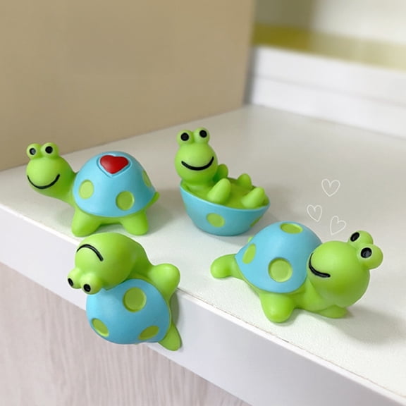 Opvise 4-Pack Waterproof Resin Turtle Car Dashboard Decor, Mini Cute Turtle Ornaments for Car Interior, Home, Office, Garden - Durable Synthetic Resin, 0.8-1.6 Inch Whimsical Decorative Figurines