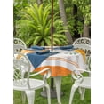 thumbnail image 2 of Outdoor Tablecloth with Umbrella Hole and Zipper, Thanksgiving Fall Round Table Cloth 54 Inch Waterproof Tablecloth, Orange White Pumpkin Eucalyptus Leaves Picnic Table Cover for Patio Camping, 2 of 7