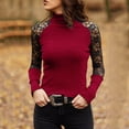 thumbnail image 1 of Pntutb moda mujer cuello alto manga larga algodón camiseta casual tops blusa de encaje Pntutb Pntutb-3289, 1 of 6