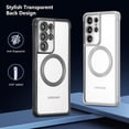 thumbnail image 5 of Magnetic Case for Samsung Galaxy S21 Ultra Clear Case Cover [Compatible with Magsafe & Military Grade Drop Protection] Transparent Shockproof Slim Plated Phone Case - Black, 5 of 10