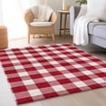 thumbnail image 5 of HomeRoots 673407 5 x 8 ft. Red & Ivory Plaid Washable Machine Made Rectangle Area Rug with UV Protection, 5 of 9