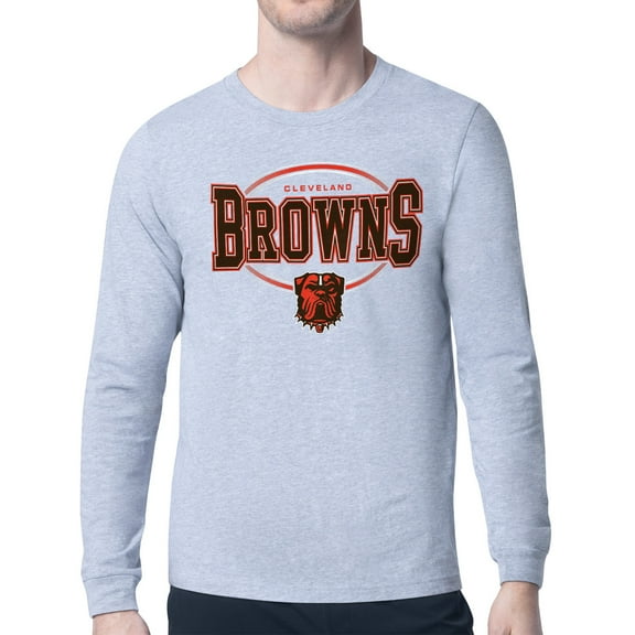 Men's Starter Heather Gray Cleveland Browns Team Track Graphic Long Sleeve T-Shirt