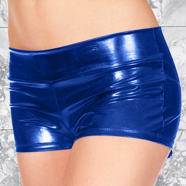 MKLEKYY Pantalones Cortos de Mezclilla para Mujer, Pantalones Cortos Metálicos para Baile, Pantalones Cortos de Imitación Ligeros para Mujer, Ropa Interior Corta