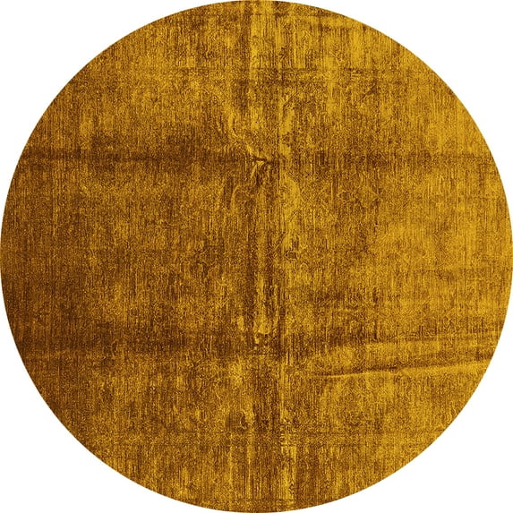 Ahgly Company Indoor Round Oriental Yellow Industrial Area Rugs, 5' Round