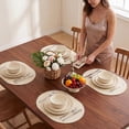 thumbnail image 4 of Vaukki Oval Vinyl Placemats Set of 6, Waterproof Faux Leather Table Mats, Heat Resistant Non Slip Wipeable for Dining Table, Beige, 4 of 12