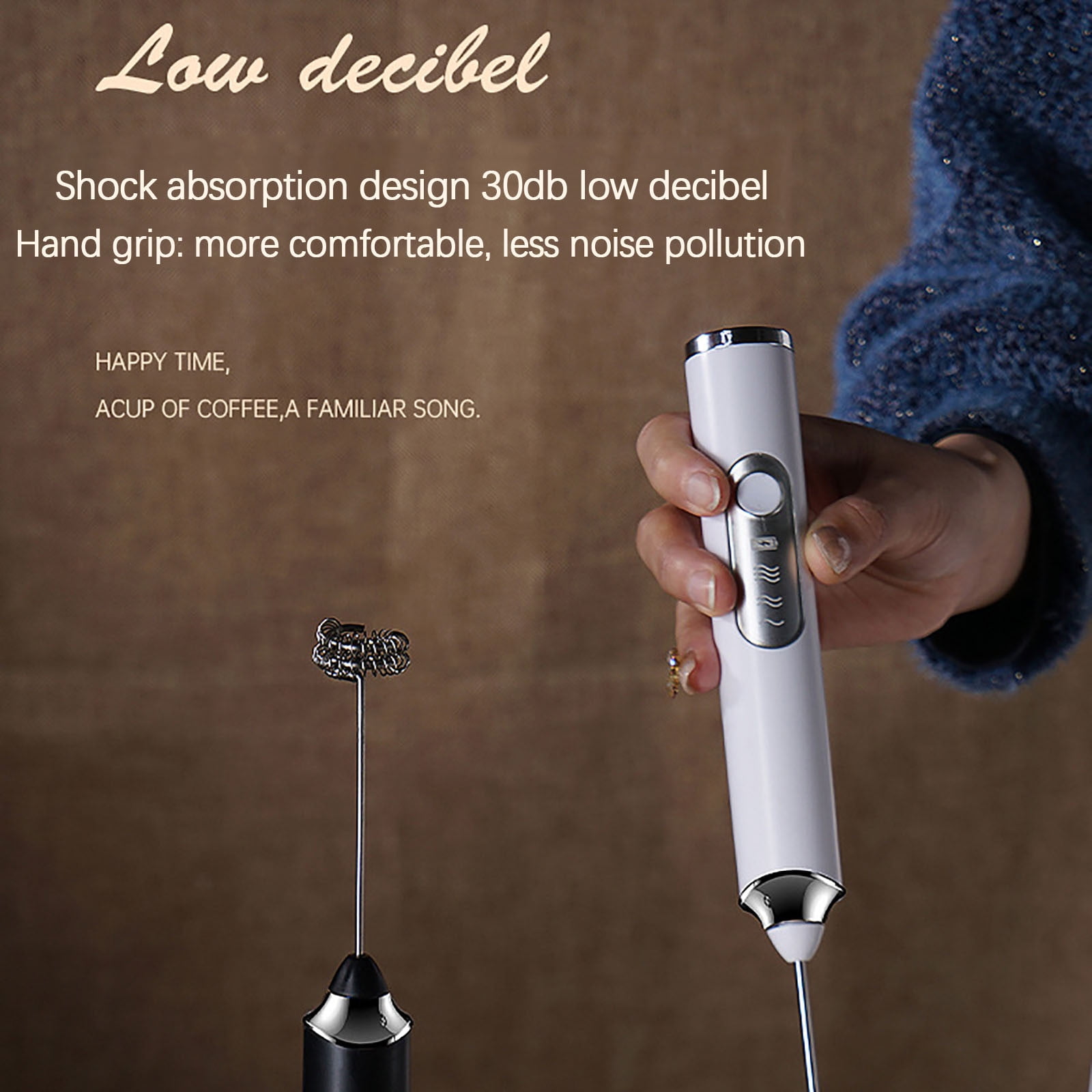 Arestory Milk Frother with USB Charger - 3 Speeds Handheld Mixers, Perfect Frother for Coffee, Matcha, Protein Shake, Milkshake, Whisk for Pancakes, Omelets, Baking, gift & more - White