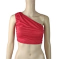thumbnail image 1 of Timegard Tank Top for Women Solid Color 1 Shoulder Cropped Comfy Fitting Slim Ruched Casual Tee Top, 1 of 3