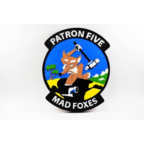 VP-5 Madfoxes Plaque, 14, Mahogany, Navy