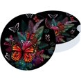 thumbnail image 2 of Car Coasters for Cup Holder Absorbent, Car Ceramic Coasters with Finger Notch, Auto Accessories for Men Women Embroidery Flower Butterfly 2 Pack, 2 of 6
