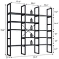 thumbnail image 4 of Triple 5-Tier Bookshelf - 71" Tall Industrial Bookcase with Sturdy Metal Frame, Black Modern Etagere Display Shelf for Living Room, Office & Bedroom Storage, 4 of 7