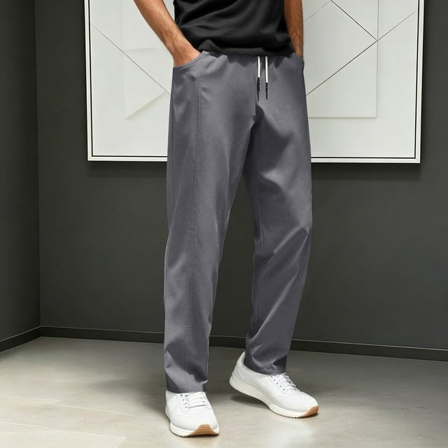 Men's Casual Pants Business Style Tailored Flat Front Trousers For Everyday Comfort And Ready Performance