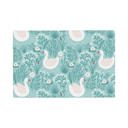 

Placemats Set of 4 Swan And Flowers4 Heat Resistant Non - Slip Place mats Waterproof table mat for Kitchen Dining-4片装