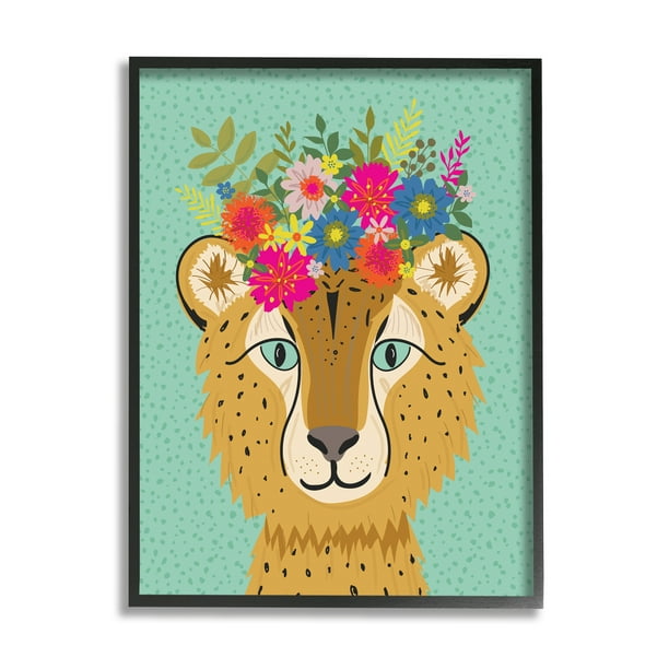 Stupell Industries Floral Crown Cheetah Spotted Fur Playful Animal 24 X 30 Designed By Lisa Whitebutton Walmart Com Walmart Com