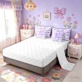thumbnail image 5 of meiyoeat Cute Bow Letter E Twin Bedding, Floral Plaid Bedding Comforter Set for Kids Girls, Purple, Reversible, 7 Pieces, 5 of 6