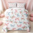 thumbnail image 2 of Erosebridal Cartoon Butterfly Bed Spread Queen, Kawaii Animal Queen Coverlet Set, Pink Reversible, Red Cyan Watercolor, 3-Piece (1 Quilt and 2 Pillowcases), 2 of 7