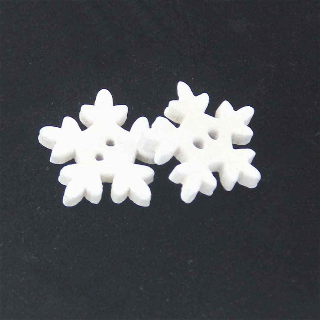 100pcs 18mm Wood Christmas Snowflake Buttons DIY Craft White Button,Wood Christmas Snow Flakes Wooden Sewing Buckle