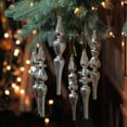 thumbnail image 2 of 6ct Silver Asymmetrical Glass Christmas Finial Ornaments 7.25", 2 of 2