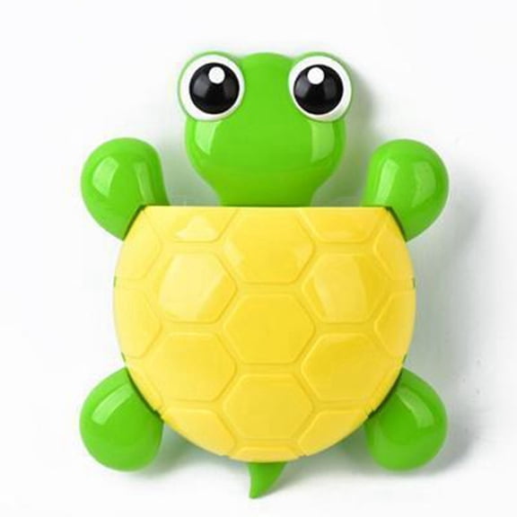 Adorable Animal Toothbrush Holder with Strong Suction Cups - Turtle-Themed Bathroom Wall Mounted Storage Rack for Toothbrush and Toothpaste Organization - A
