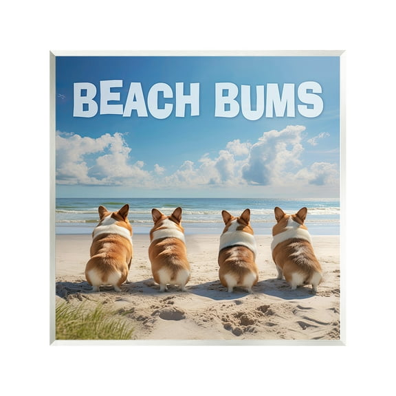 Stupell Industries Beach Bums Corgis Animals & Insects Painting Unframed Art Print Wall Art, 12 x 12