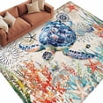 thumbnail image 2 of Coastal Sea Turtle Area Rug 5x7 FT, Non Slip Bedroom Throw Carpet, Rustic Vintage Nautical Starfish Coral Washable Soft Floor Carpet Non-Shedding Rug for Dining Room Bedside Classroom Desk, 2 of 9