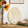 thumbnail image 6 of Sungmor Vintage Cast Iron Wall Art Decor, Oval-shaped Ornate Classical Woman Relief Plaque, Decorative Wall Ornament Antique Sculpture for Home or Garden, Rustic White Finish, 6 of 8