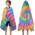 thumbnail image 3 of Rainbow Tie Dye Mandala Pattern Hooded Bath Towel，50"x30" for Ages 3 To 12 Kids, Quick Dry Lightweight Soft Microfiber Hood Beach Towel Cover Up for Kids, 3 of 7