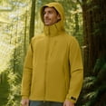 thumbnail image 2 of bbymog Rain Jacket Men Solid Color Windproof Outerwear Long Sleeve Zip Up Hooded Raincoat Outdoor Hiking Fishing Oversized Windbreaker Yellow S, 2 of 8