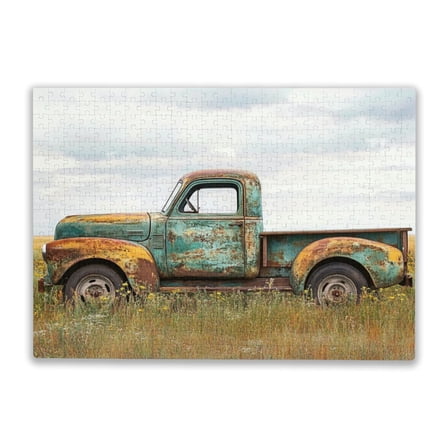 Adult Wooden Puzzle 500 Pieces Puzzle Old Truck Car Family Fun And Casual Beginner Puzzles Educational