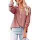 thumbnail image 2 of Qarigey Túnica con cremallera para mujer, cuello en V profundo, manga larga, túnica informal, blusas holgadas, trajes de verano Prendas para la parte del cuerpo Rosa XXL, 2 of 3