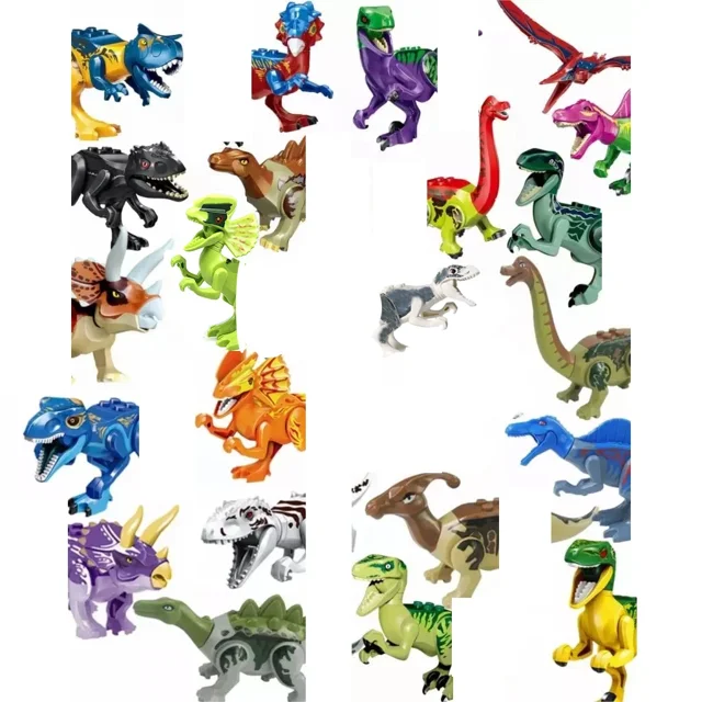 Bloques de construcción de dinosaurios jurásicos para niños, Tiranosaurio Rex Wyvern Velociraptor Stegosaurus, bloques de construcción, Juguetes