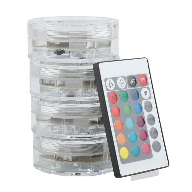 RGB Underwater Light, 4 Pack LED Lights with Remote Control, Lamp for Wedding Party Vase Decor, Fish Tank, Pond, Small Swimming Pool