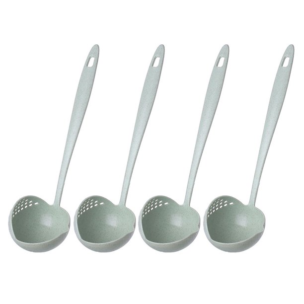 Cuchara para espumar 2 en 1 de 4 piezas, cuchara para sopa de trigo con mango largo y filtro, cuchara para escurrir y servir.