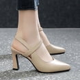thumbnail image 2 of PEASKJP Talons Confort pour Femmes Bout Fermé Talons Hauts Évasés Chaussures Habillées, Beige 40, 2 of 3